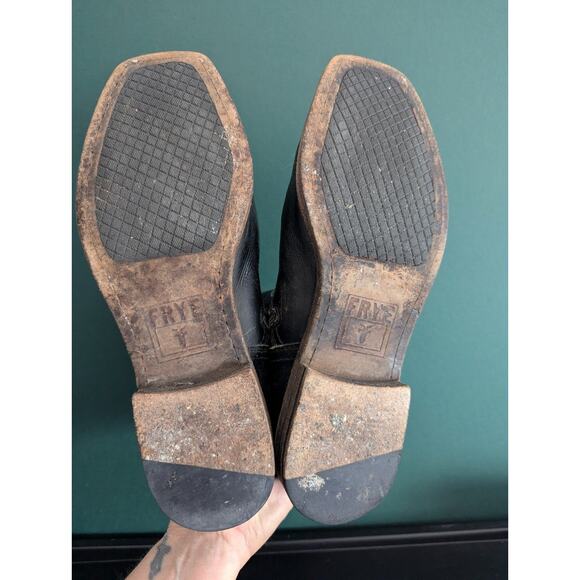 Vintage Frye Black Leather Ankle Zip Bucke Motorcycle Boots USA Men's 8 1/2D - Picture 13 of 16